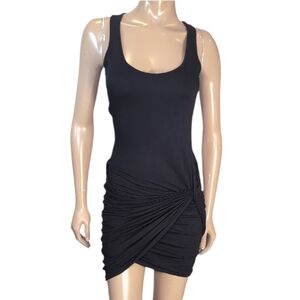 Ardene Ruched Tulip Mini Dress Tank Style Black Sleeveless Womens Size Medium